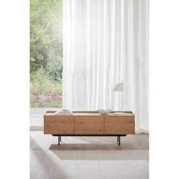 TV stolík v dekore duba v prírodnej farbe 160x56 cm Brewerton - Rowico – Obrázok 4