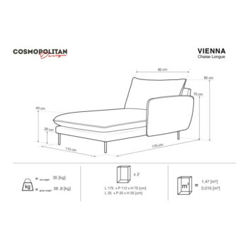 Petrolejovozelená zamatová leňoška Cosmopolitan Design Vienna, pravý roh - Image 5