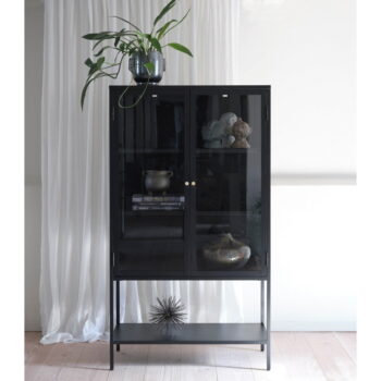 Čierna kovová vitrína 90x160 cm Carmel – Unique Furniture – Obrázok 3