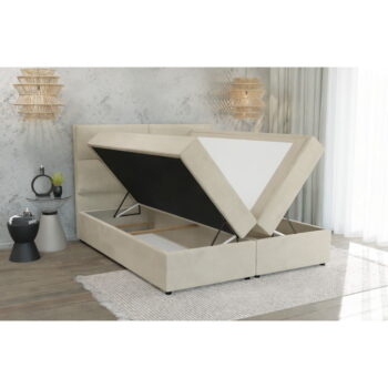 Béžová boxspring posteľ s úložným priestorom 140x200 cm Rico – Ropez - Image 4