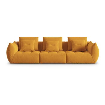 Žltá pohovka z textílie bouclé 332 cm Bloom – Micadoni Home
