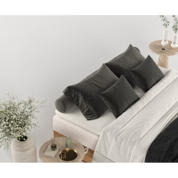 Boxspring posteľ s úložným priestorom v béžovo-prírodnej farbe 200x200 cm Faro – Maison de Rêve - Image 11