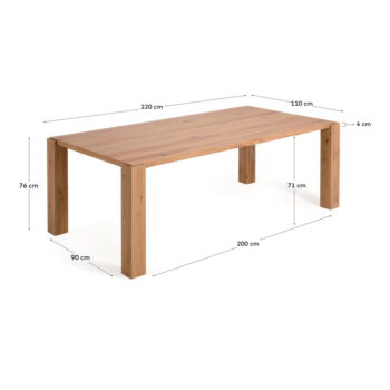 Jedálenský stôl v dekore duba v prírodnej farbe 110x220 cm Deyanira – Kave Home – Obrázok 2