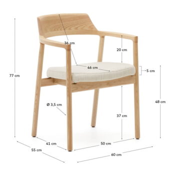 Jedálenská stolička z dubového dreva v béžovo-prírodnej farbe Alocs – Kave Home – Obrázok 3