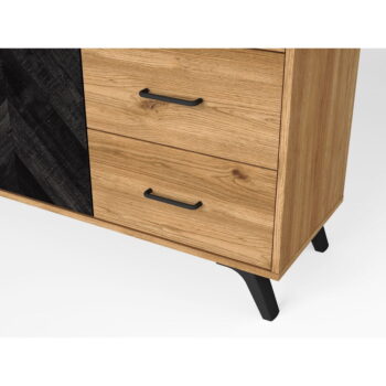 Čierna/prírodná nízka komoda v dekore duba 136x81 cm Delta – Marckeric - Image 4