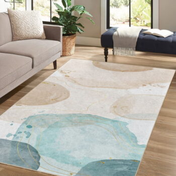 Krémovo-tyrkysový prateľný behúň 80x200 cm Puddle – Mila Home - Image 11