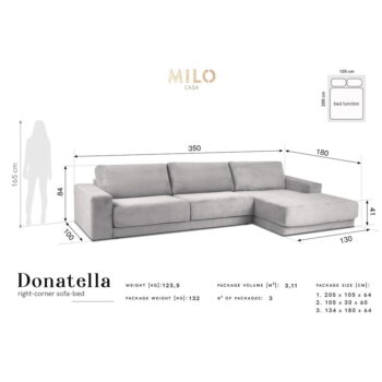 Béžová menčestrová rohová rozkladacia pohovka Milo Casa Donatella, pravý roh - Image 9