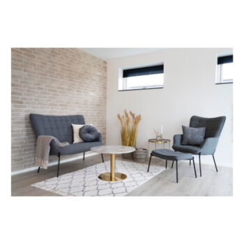 Okrúhly konferenčný stolík v bielo–zlatej farbe s doskou v dekore mramoru 70x70 cm Bolzano – House Nordic - Image 4