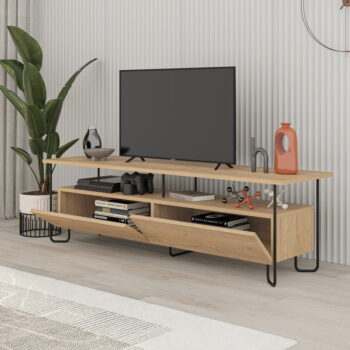 TV stolík v dekore duba v prírodnej farbe 150x45 cm Dilly – Marckeric - Image 3