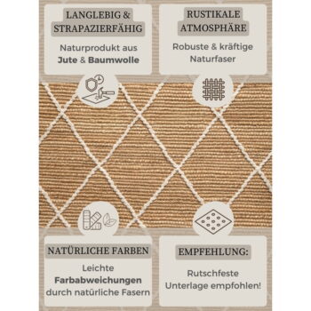 Ručne tkaný jutový koberec v prírodnej farbe 80x150 cm Kunu – Hanse Home - Image 2