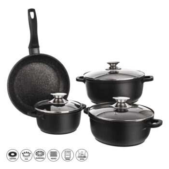 4-dielna súprava riadu s 3 sklenenými pokrievkami Orion Grande - Image 3