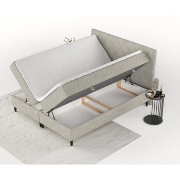 Sivobéžová boxspring posteľ s úložným priestorom 200x200 cm Gwen – Maison de Rêve - Image 8