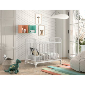 Biela kovová postieľka 60x120 cm BRONXX – Vipack – Obrázok 3