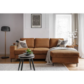 Oranžovohnedá menčestrová rozkladacia rohová pohovka (pravý roh) Lofty Lilly – Miuform - Image 4