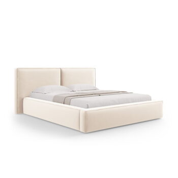 Krémová zamatová čalúnená dvojlôžková posteľ s úložným priestorom s roštom 200x200 cm Arendal – Cosmopolitan Design - Image 5