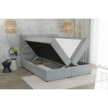 Svetlosivá boxspring posteľ s úložným priestorom 160x200 cm Rico – Ropez - Image 4