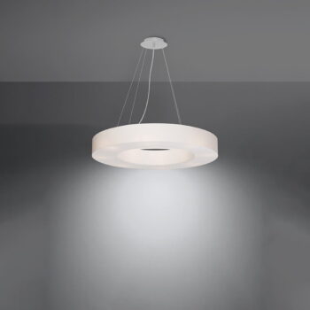 Biele závesné svietidlo s textilným tienidlom ø 70 cm Galata Slim – Nice Lamps - Image 3