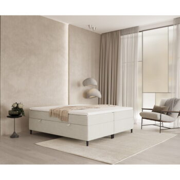 Krémovobiela boxspring posteľ s úložným priestorom 140x200 cm Araya – Maison de Rêve - Image 7