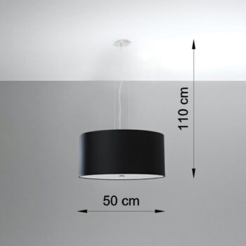 Čierne závesné svietidlo s textilným tienidlom ø 50 cm Volta – Nice Lamps - Image 5