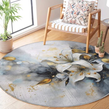 Modro-sivý prateľný okrúhly koberec ø 120 cm Golden Lilly – Mila Home – Obrázok 6