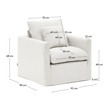 Biele ľanové kreslo Nora – Kave Home - Image 8