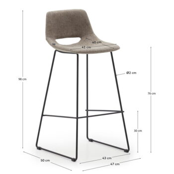 Svetlohnedé barové stoličky v súprave 2 ks (výška sedadla 76 cm) Zahara – Kave Home - Image 7