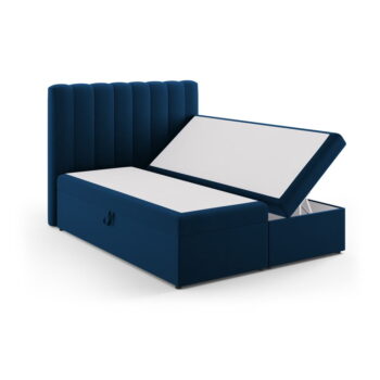 Tmavomodrá boxspring posteľ s úložným priestorom 160x200 cm Gina – Milo Casa - Image 2