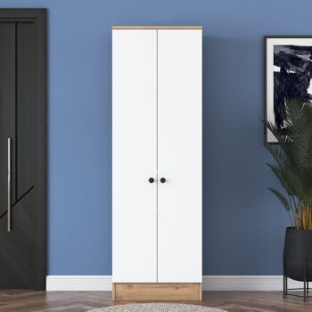 Biela/prírodná šatníková skriňa v dekore orecha 60x183 cm Theresa - Kalune Design - Image 7