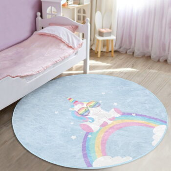 Svetlomodrý detský koberec ø 120 cm Comfort – Mila Home - Image 6