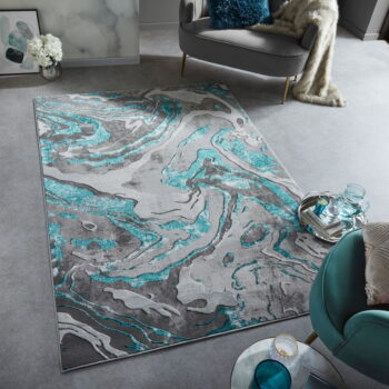 Sivo-tyrkysový koberec 200x290 cm Marbled – Flair Rugs - Image 2