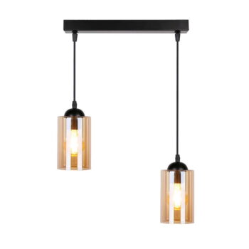Čierne závesné svietidlo so skleneným tienidlom 10x34 cm Bistro - Candellux Lighting - Image 4