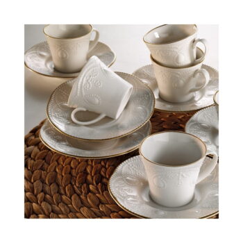 Sada 6 porcelánových šálok na kávu s tanierikom Kutahya Stitched - Image 2