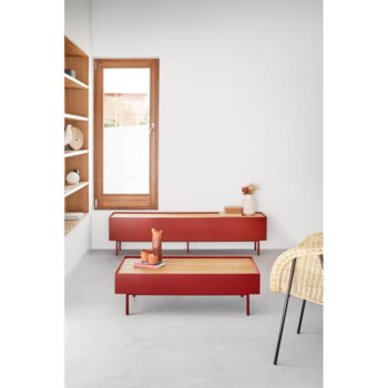 Červený TV stolík v dekore duba 180x45 cm Arista – Teulat - Image 8