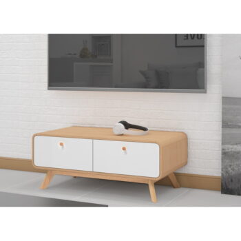 TV stolík v dekore duba v bielo-prírodnej farbe 100x40 cm Caitlin – Støraa - Image 4