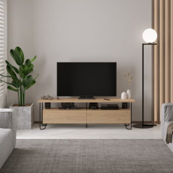 TV stolík v dekore duba v prírodnej farbe 150x45 cm Dilly – Marckeric - Image 2