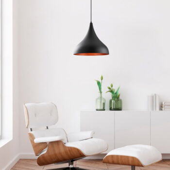 Čierne závesné svietidlo s kovovým tienidlom ø 41 cm Berceste – Opviq lights - Image 2