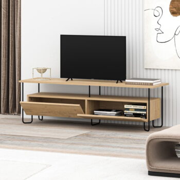 TV stolík v dekore duba v prírodnej farbe 150x45 cm Dilly – Marckeric - Image 6