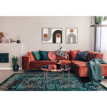 Vlnený koberec v petrolejovomodrej farbe 133x180 cm Mia – Agnella – Obrázok 2