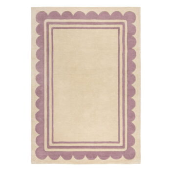 Ručne tkaný vlnený koberec vo fialovo-prírodnej farbe 120x170 cm Lois Scallop – Flair Rugs