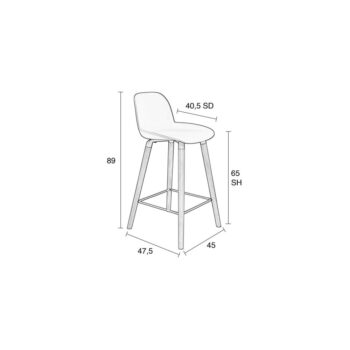 Sada 2 bielych barových stoličiek Zuiver Albert Kuip, výška sedu 65 cm – Obrázok 6