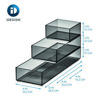 Matne čierne kúpeľňové organizéry na kozmetiku z recyklovaného plastu v súprave 3 ks Stack & Slide - iDesign – Obrázok 7