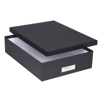 Tmavosivý úložný box s menovkou na dokumenty Bigso Box of Sweden Oskar, veľkosť A4 - Image 4