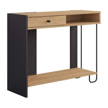 Konzolový stolík s doskou v dubovom dekore v čierno-prírodnej farbe 35x100 cm Saturne – Marckeric – Obrázok 2