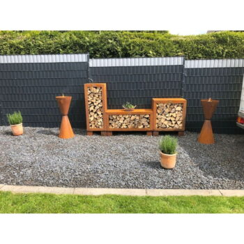 Hnedý oceľový zásobník na drevo Remundi, šírka 119 cm – Obrázok 4