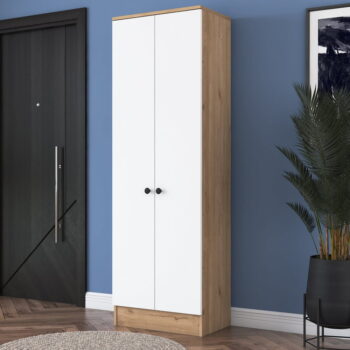 Biela/prírodná šatníková skriňa v dekore orecha 60x183 cm Theresa - Kalune Design - Image 5