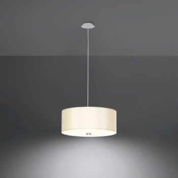Biele závesné svietidlo s textilným tienidlom ø 30 cm Herra – Nice Lamps - Image 3