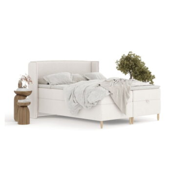 Krémová boxspring posteľ s úložným priestorom 160x200 cm Monpelli – Maison de Rêve - Image 11