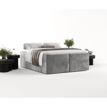 Sivá boxspring posteľ s úložným priestorom 160x200 cm Yoko – Maison de Rêve - Image 6