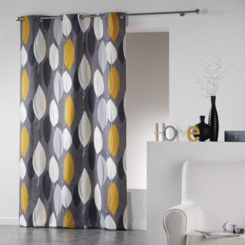 Žlto-sivý záves 140x240 cm Leafy – douceur d'intérieur – Obrázok 2