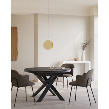 Čierny okrúhly rozkladací jedálenský stôl so sklenenou doskou ø 160 cm Vashti – Kave Home - Image 3